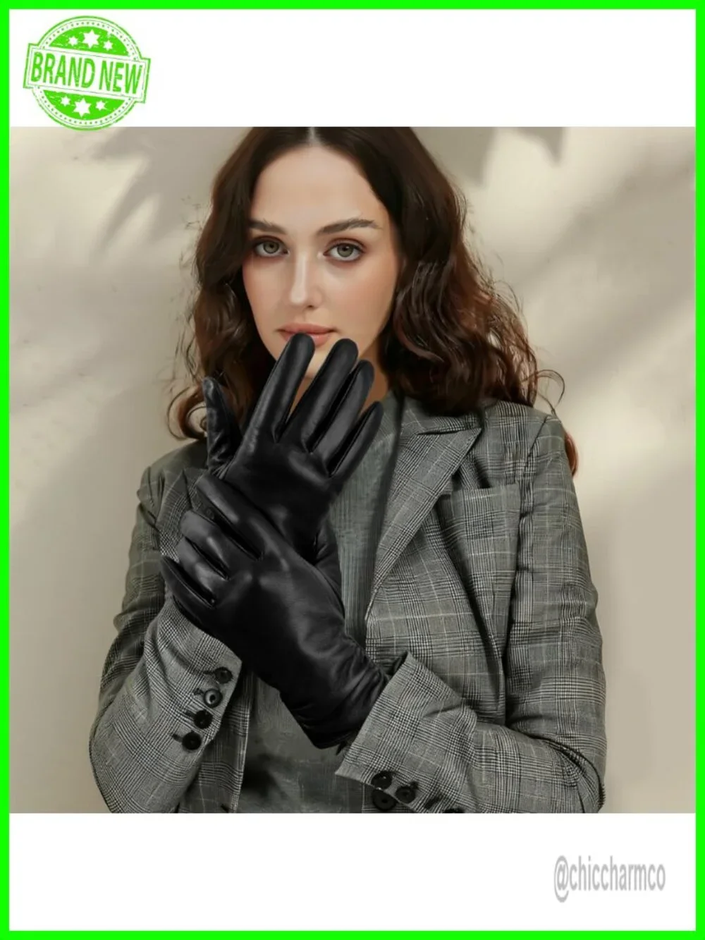 Genuine Leather Gloves Cashmere Lined Touchscreen Driving Gloves